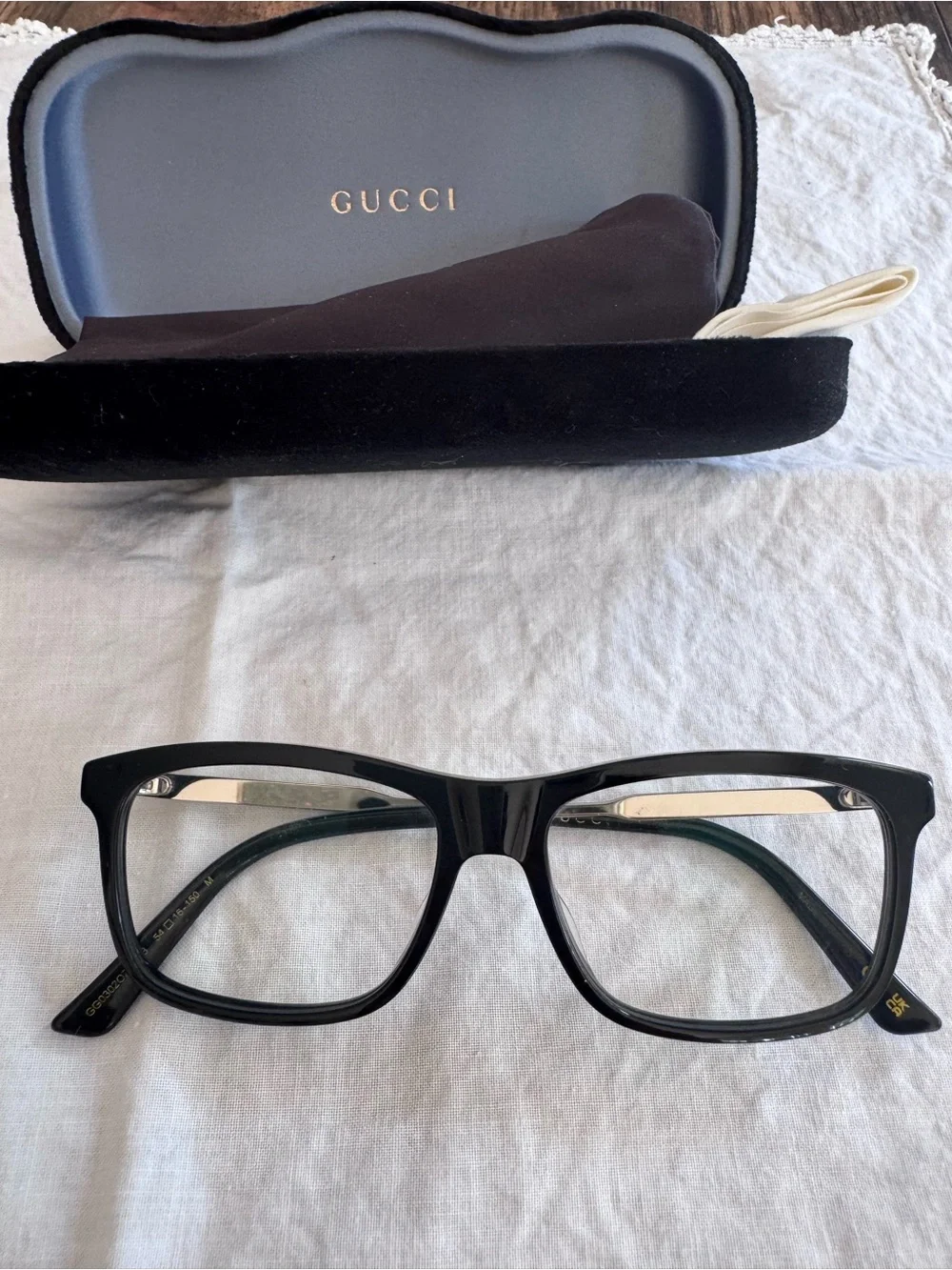 Gucci Eyeglasses Frames GG 003020 0Z 54x16x150 Black w/ Silver Red Green Striped